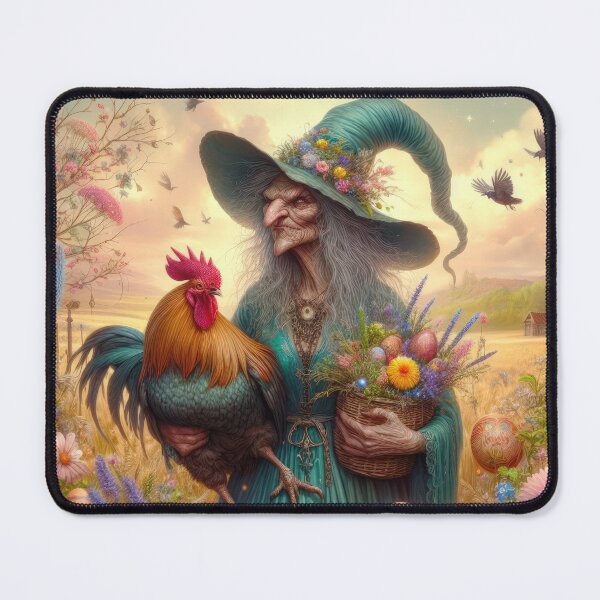 Item preview, ugly witch with cock with flowers fantasy easter landscape designed and sold by Expressions-Sel.
