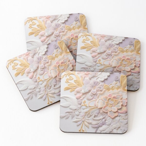 Item preview, Graceful Gardenia: Unique Floral Lacework in Smooth lavander and Pale Lemon Yellow designed and sold by roon-ai.