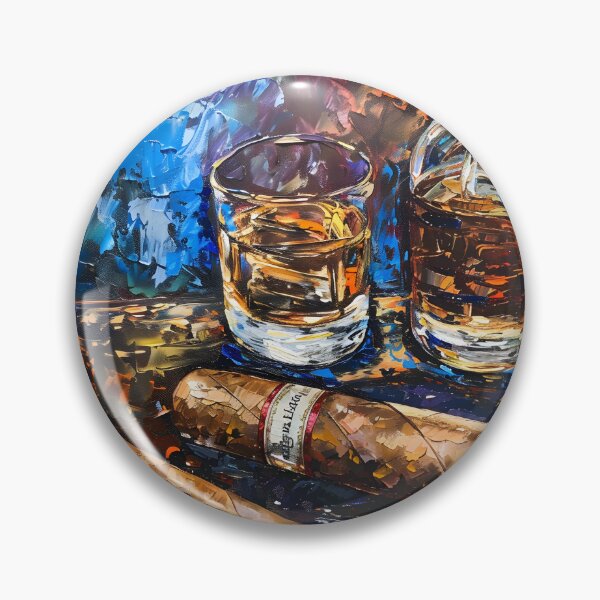Artikelvorschau, Lebhafte Freizeit – postimpressionistischer Whisky und Zigarren – eine dynamische Feier der Freizeit und des Genusses entworfen und verkauft von OlfactoART Studio.