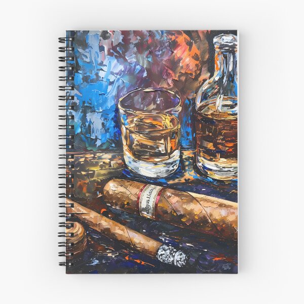 Artikelvorschau, Lebhafte Freizeit – postimpressionistischer Whisky und Zigarren – eine dynamische Feier der Freizeit und des Genusses entworfen und verkauft von OlfactoART Studio.