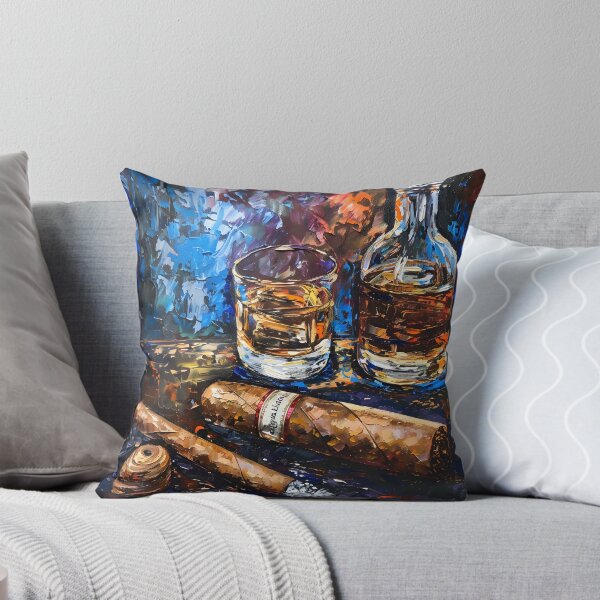 Artikelvorschau, Lebhafte Freizeit – postimpressionistischer Whisky und Zigarren – eine dynamische Feier der Freizeit und des Genusses entworfen und verkauft von OlfactoART Studio.