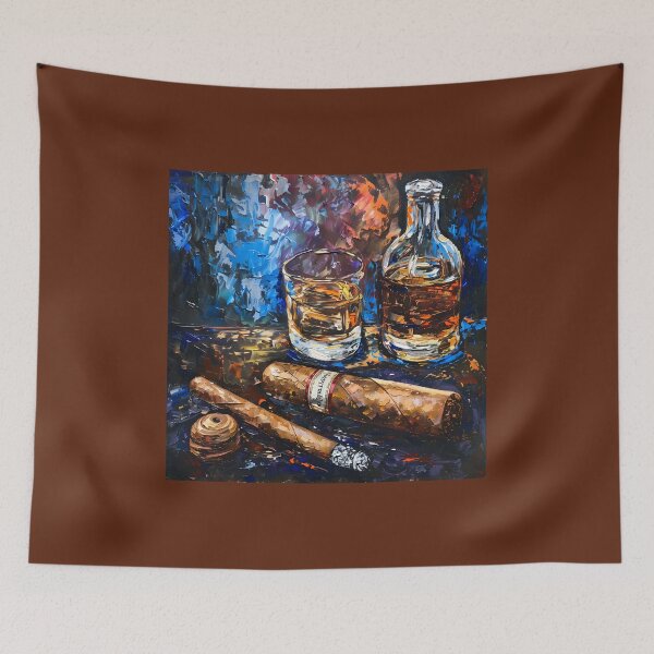 Artikelvorschau, Lebhafte Freizeit – postimpressionistischer Whisky und Zigarren – eine dynamische Feier der Freizeit und des Genusses entworfen und verkauft von OlfactoART Studio.
