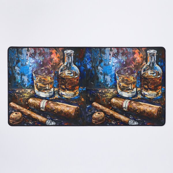Item preview, Lively Leisure Post-Impressionist Whiskey and Cigar- A Dynamic Celebration of Leisure and Indulgence designed and sold by OlfactoART Studio.