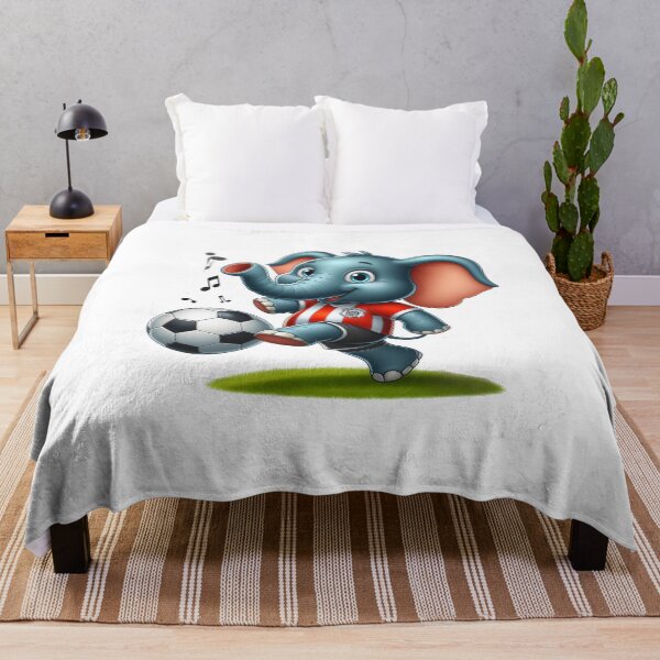 Item preview, cartoon elephant wearing t-shirt playing a football designed and sold by MzulhilmiZam.