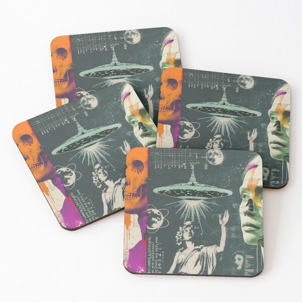Item preview, Retro Sci-Fi Encounter - Vintage Alien Visitation Art designed and sold by Mystikos Art.