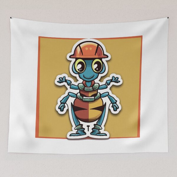 Item preview, Carpenter Ant Cartoon - Worker with Tools and Helmet designed and sold by NiftyWrx.