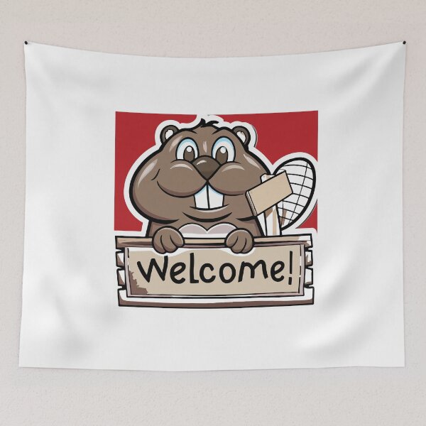 Item preview, Cute Beaver Welcome Sign Illustration designed and sold by NiftyWrx.