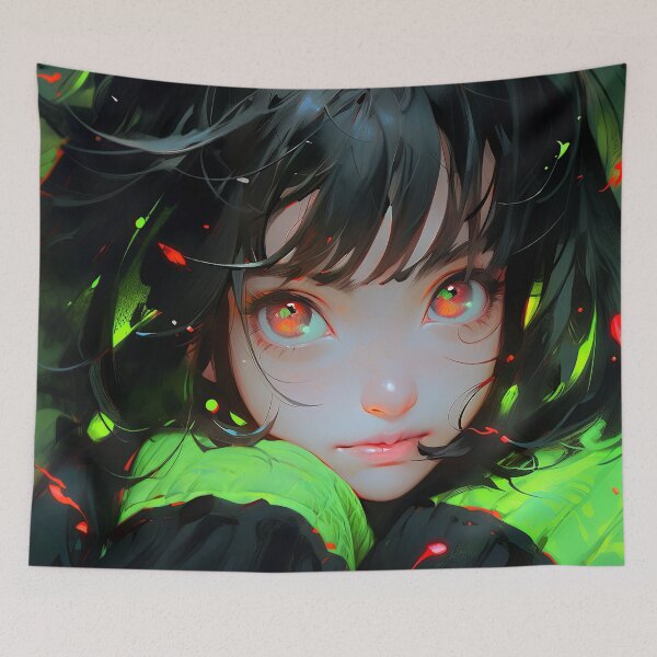 Item preview, Mysterious Emerald Glow Anime Girl designed and sold by bubblegoth.