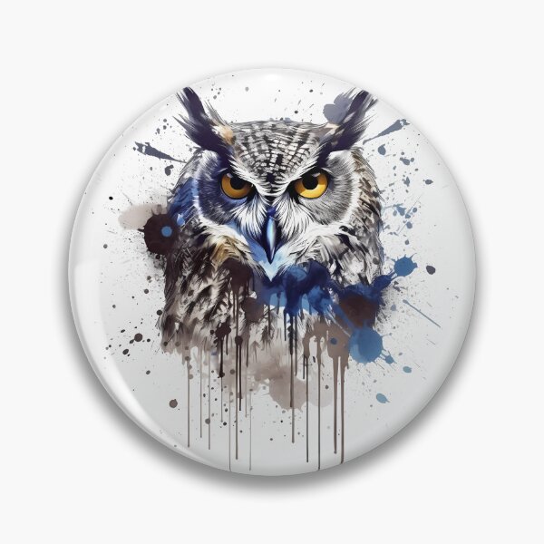 Item preview, Vibrant Owl With Blue Ink Splash Effect designed and sold by Amberjays.