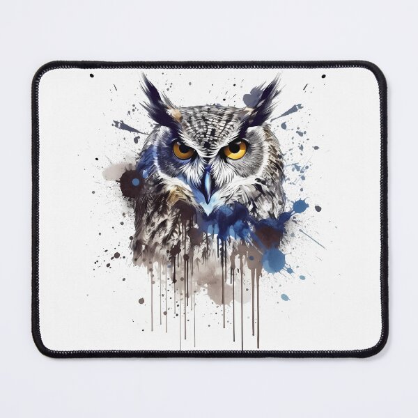 Item preview, Vibrant Owl With Blue Ink Splash Effect designed and sold by Amberjays.