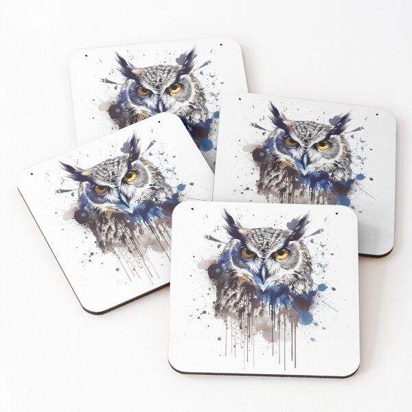 Item preview, Vibrant Owl With Blue Ink Splash Effect designed and sold by Amberjays.