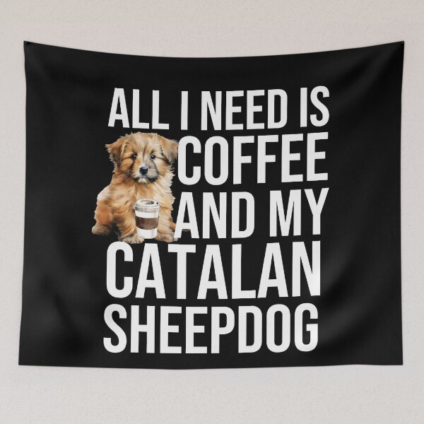 Item preview, Catalan Sheepdog Puppy And Coffee designed and sold by TheAnimalZ00.