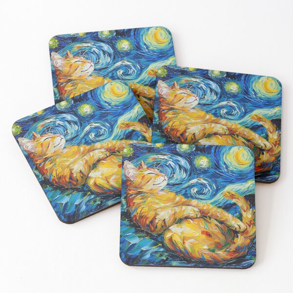 Item preview, Starry Whiskers: A Van Gogh-Inspired Cat Odyssey Design designed and sold by inoVink.