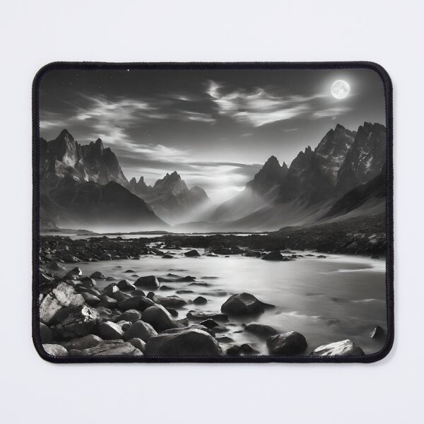 Item preview, Moonlit Majesty: Monochromatic HDR Evening Landscape designed and sold by ShadeScapeArt.