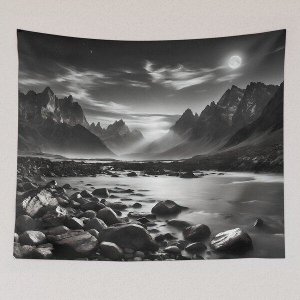 Item preview, Moonlit Majesty: Monochromatic HDR Evening Landscape designed and sold by ShadeScapeArt.