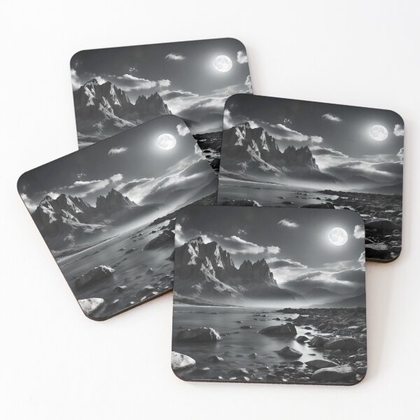 Item preview, Moonlit Majesty: Moody Monochromatic Landscape Art Illustration  designed and sold by ShadeScapeArt.