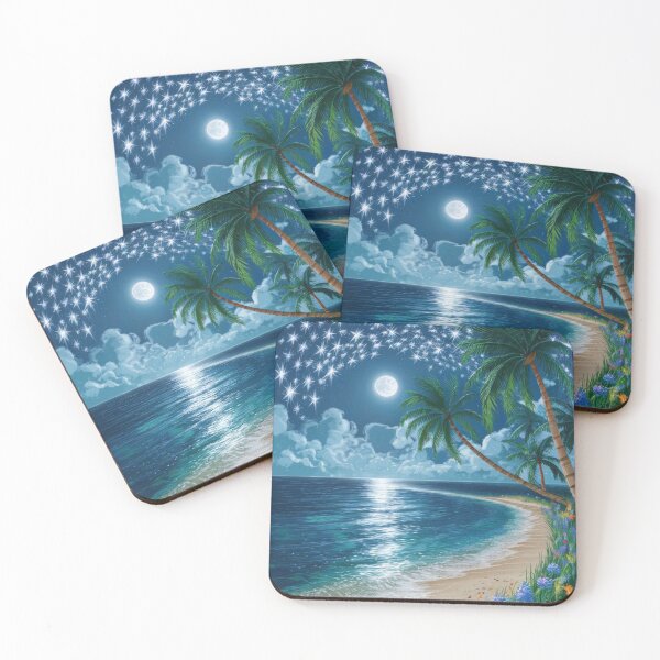 Item preview, Beach View. night beach, night sea, moonlit beach designed and sold by HikingGalleria.