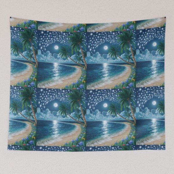 Item preview, Beach View. night beach, night sea, moonlit beach designed and sold by HikingGalleria.