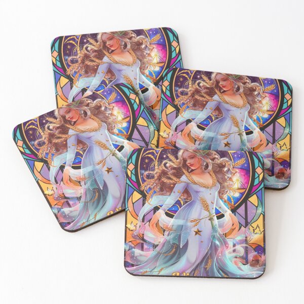 Item preview, Virgo Zodiac. stained glass, celestial woman, whimsical girl, celestial goddess, celestial girl designed and sold by ZodiacWonders.