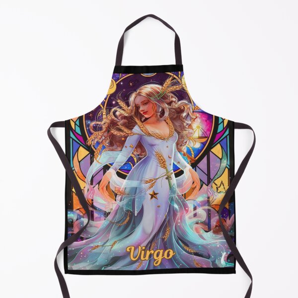 Item preview, Virgo Zodiac. stained glass, celestial woman, whimsical girl, celestial goddess, celestial girl designed and sold by ZodiacWonders.
