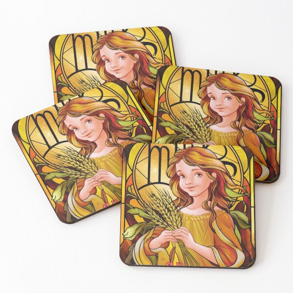 Item preview, Virgo Zodiac. stained glass, celestial woman, whimsical girl, celestial goddess, celestial girl designed and sold by ZodiacWonders.