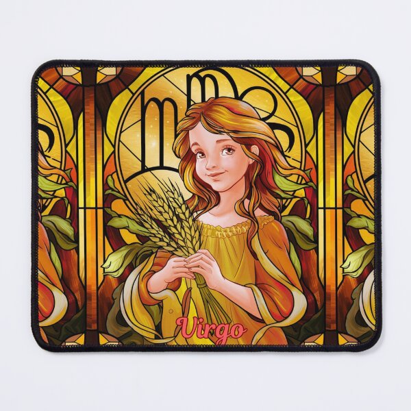 Item preview, Virgo Zodiac. stained glass, celestial woman, whimsical girl, celestial goddess, celestial girl designed and sold by ZodiacWonders.