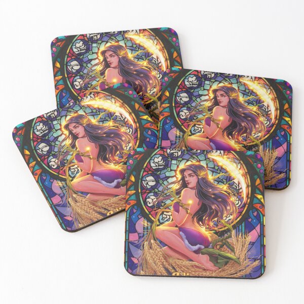 Item preview, Virgo Zodiac. stained glass, celestial woman, whimsical girl, celestial goddess, celestial girl designed and sold by ZodiacWonders.
