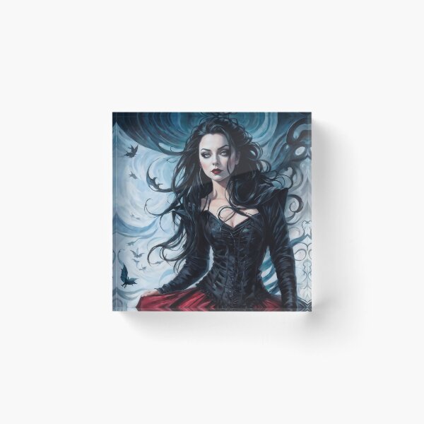 Item preview, Dark Haired Woman in Black and Red Corset designed and sold by MacabreVisions.