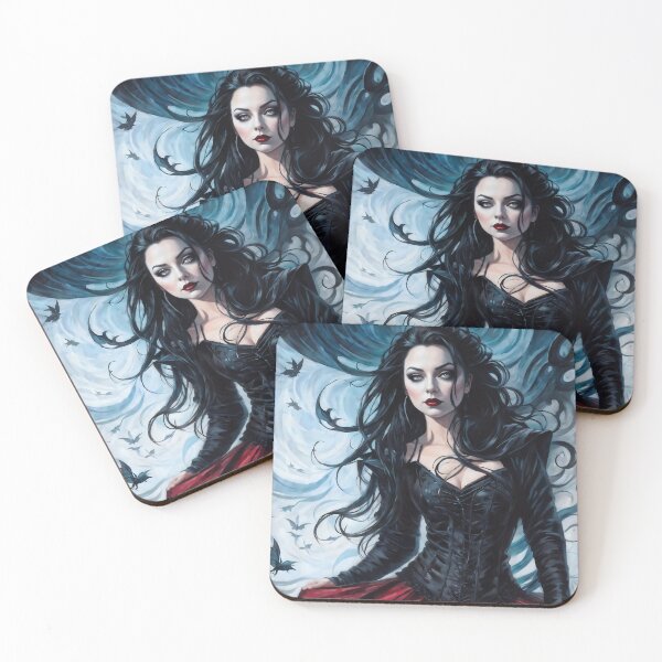 Item preview, Dark Haired Woman in Black and Red Corset designed and sold by MacabreVisions.