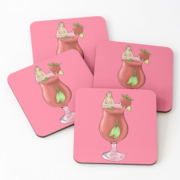Item preview, Strawberry Daiquiri Mermaid Cocktail Illustration designed and sold by Elizabeth Weglein.