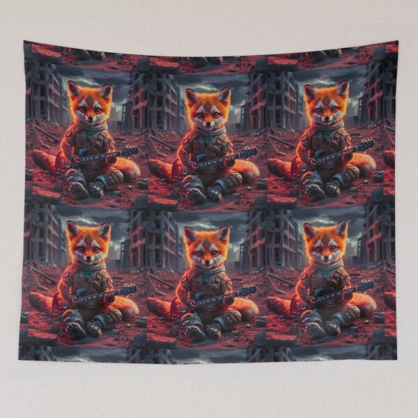 Item preview, Fox Portrait. anthropomorphic fox, fox character, fox guitar designed and sold by FoxVibes.