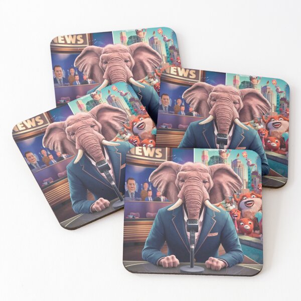 Item preview, Elephant Portrait. news anchor, anthropomorphic elephant, elephant character designed and sold by ElephantVibes.