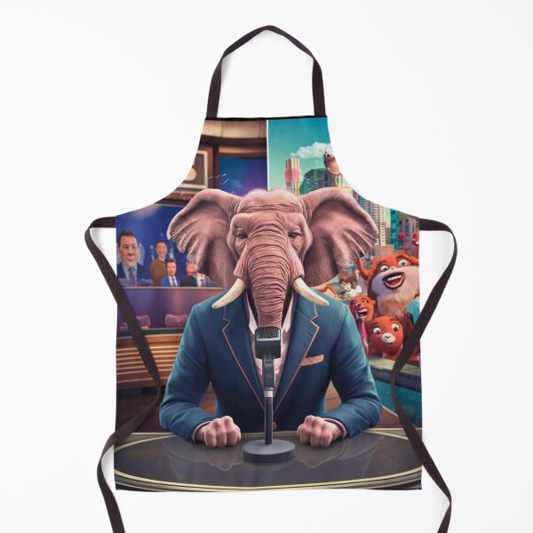 Item preview, Elephant Portrait. news anchor, anthropomorphic elephant, elephant character designed and sold by ElephantVibes.