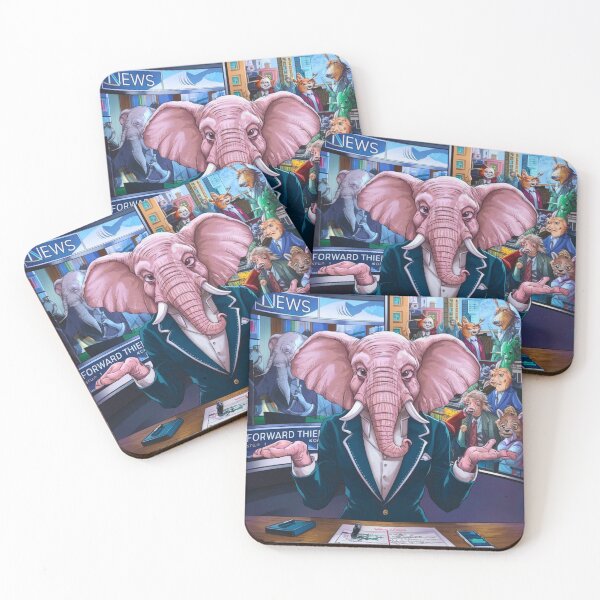 Item preview, Elephant Portrait. news anchor, anthropomorphic elephant, elephant character designed and sold by ElephantVibes.