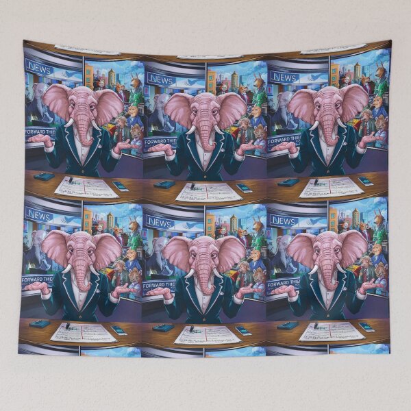 Item preview, Elephant Portrait. news anchor, anthropomorphic elephant, elephant character designed and sold by ElephantVibes.