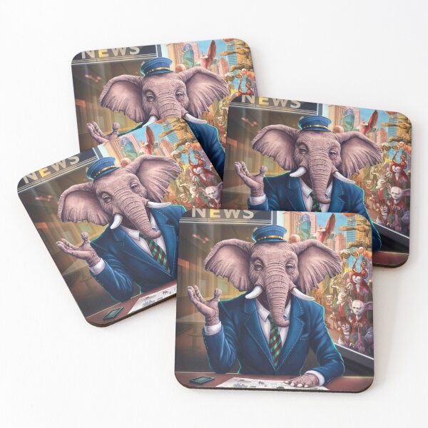 Item preview, Elephant Portrait. news anchor, anthropomorphic elephant, elephant character designed and sold by ElephantVibes.