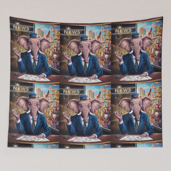 Item preview, Elephant Portrait. news anchor, anthropomorphic elephant, elephant character designed and sold by ElephantVibes.