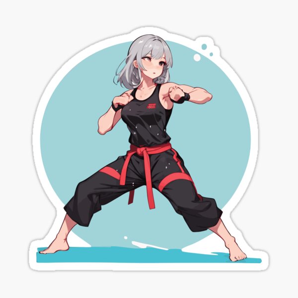 Harmony in Motion: A Woman Embracing Strength and Poise Through Yoga and Martial Arts Sticker