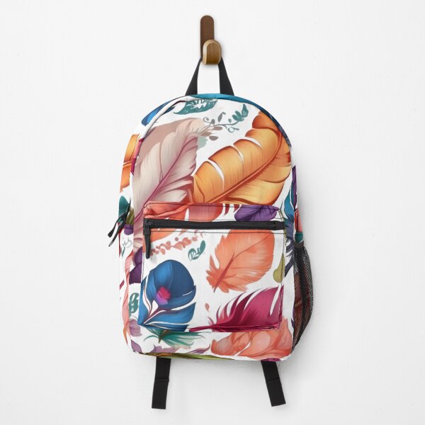 Item preview, Colourful watercolour feathers pattern print designed and sold by PrettyPinkSkies.