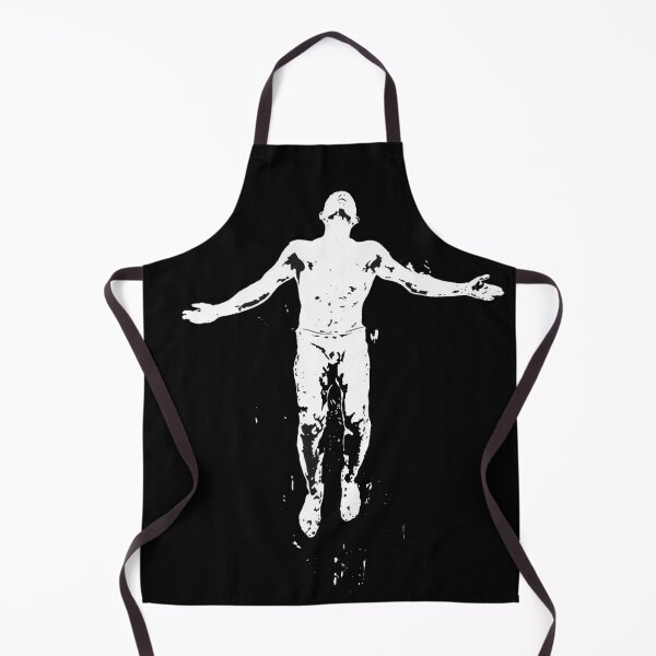 Item preview, Stencil drawing of a genderless body floating in midair in the style of Andy Warhol stencil art on a black background in a simple, minimalistic style designed and sold by HANGLEMAN.