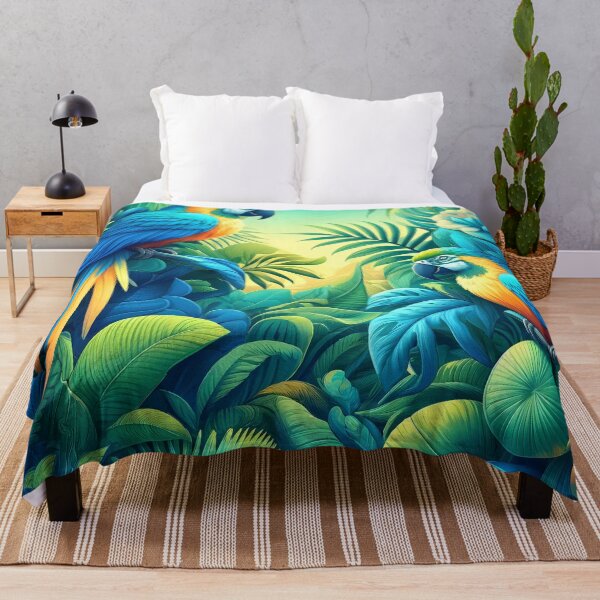 Item preview, Tropical Paradise: Vivid Macaw Duo in Lush Greenery designed and sold by PillowTalkyZone.