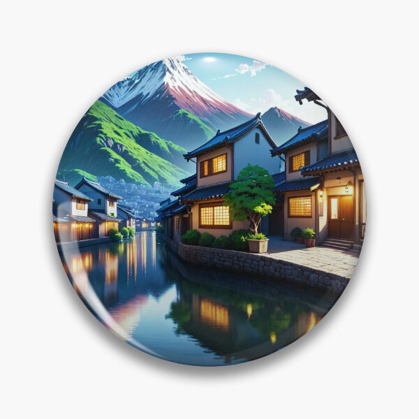 Item preview, Tranquil Japanese Riverside Town designed and sold by Halfbakedpuma.