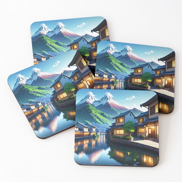 Item preview, Tranquil Japanese Riverside Town designed and sold by Halfbakedpuma.