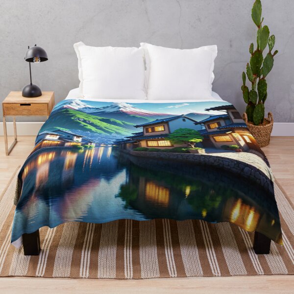 Item preview, Tranquil Japanese Riverside Town designed and sold by Halfbakedpuma.