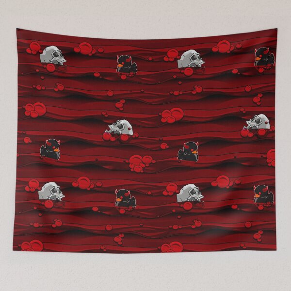 Item preview, Demon Rubber Ducky Bath Time blood Bubbles and skulls seamless pattern designed and sold by Michael Pulley.