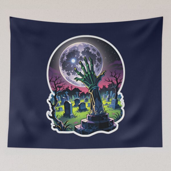 Item preview, Zombie Hand Cemetery With A Full Moon designed and sold by TheArtOfPat.