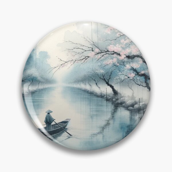 Item preview, Ronin rowing a small boat under the cherry blossoms designed and sold by k-ta1104.