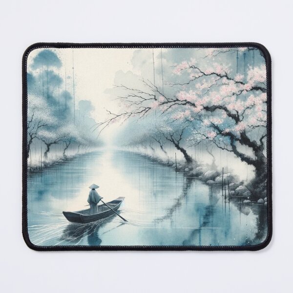 Item preview, Ronin rowing a small boat under the cherry blossoms designed and sold by k-ta1104.