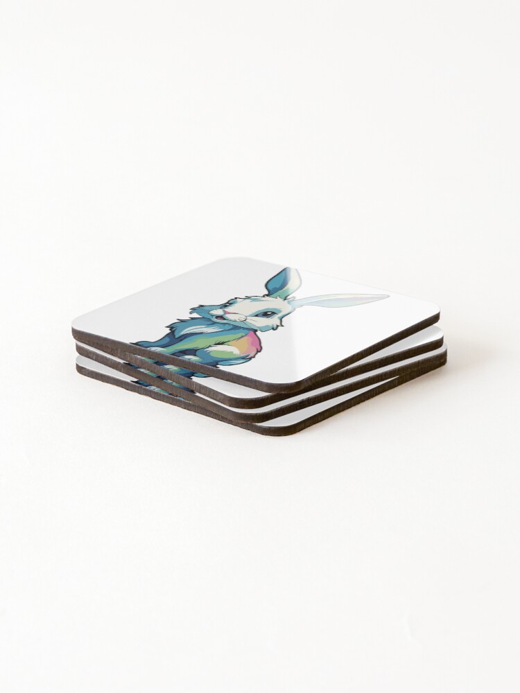 Thumbnail 4 of 5, Coasters (Set of 4), Colorful Rabbit Vector Design designed and sold by Cre8iveSkill.