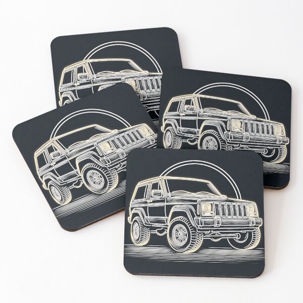 Item preview, Cherokee XJ 4x4 USA offroad Vintage old school vehicle  - line art designed and sold by Off-Road-Zone.
